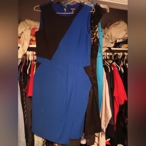 Dress Barn One Shoulder Blue and Black Dress